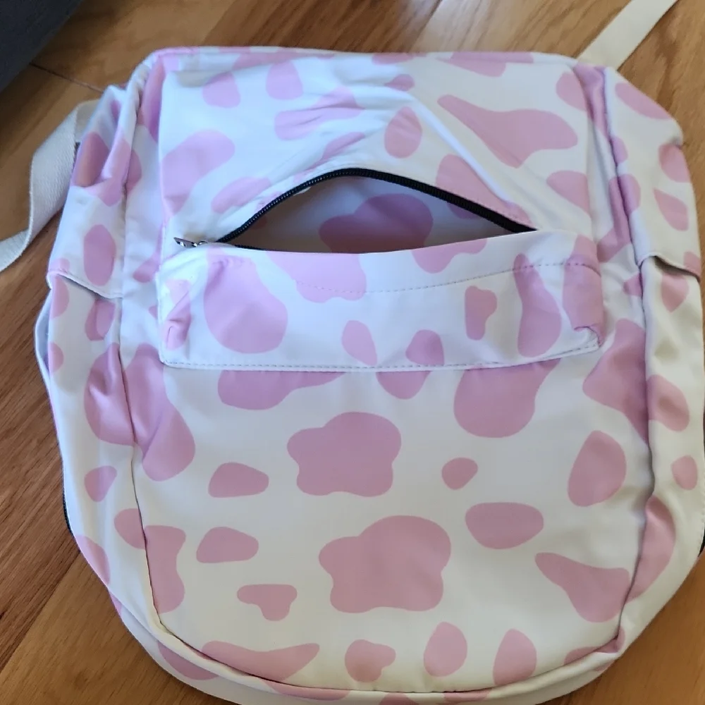 NWOT Chic Pink and White Kids Backpack Set With Insulated Lunch Bag, Pencil Case